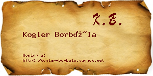 Kogler Borbála névjegykártya